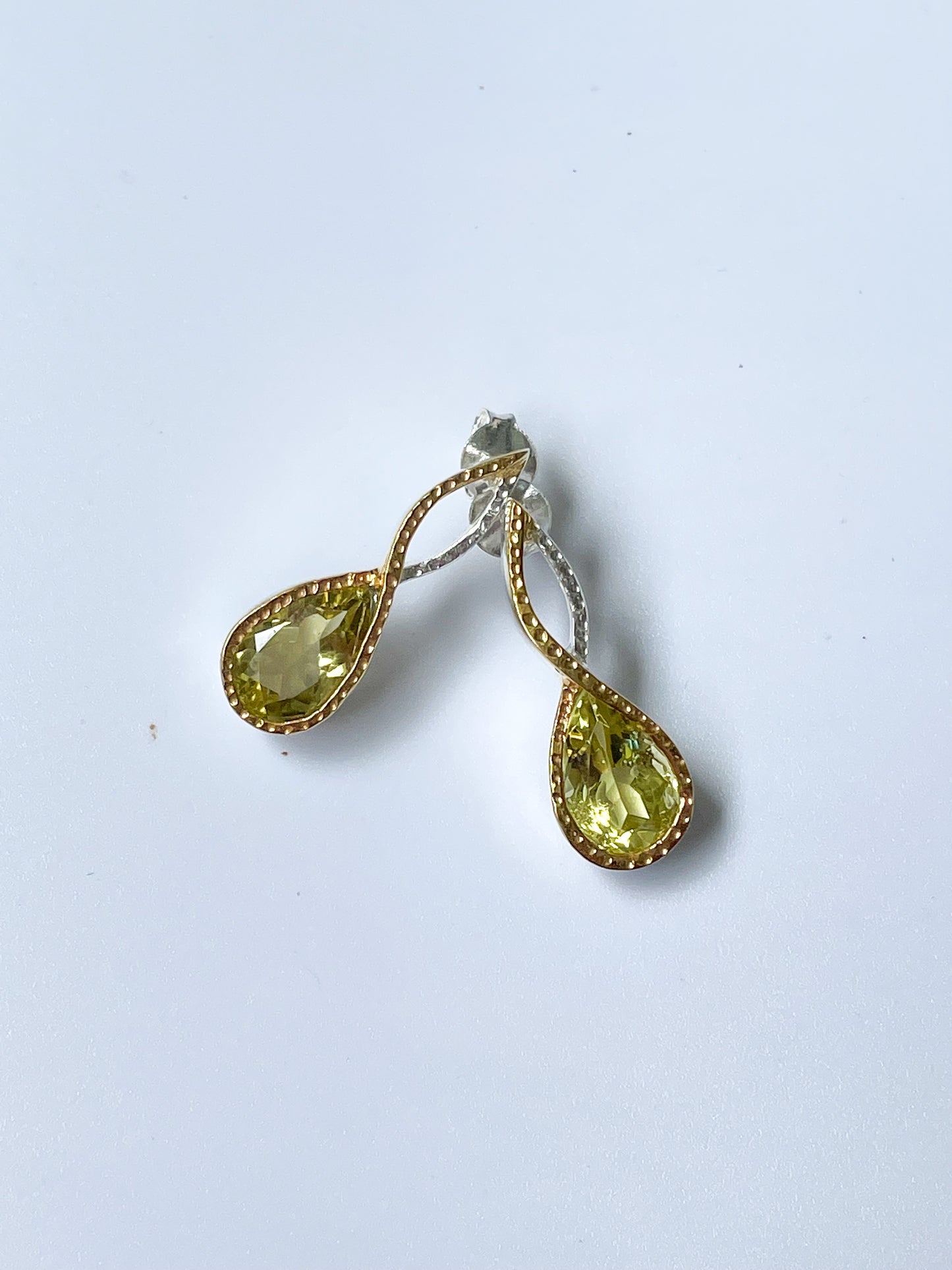 Peridot Dangle Infinity- SSS & 18k gold