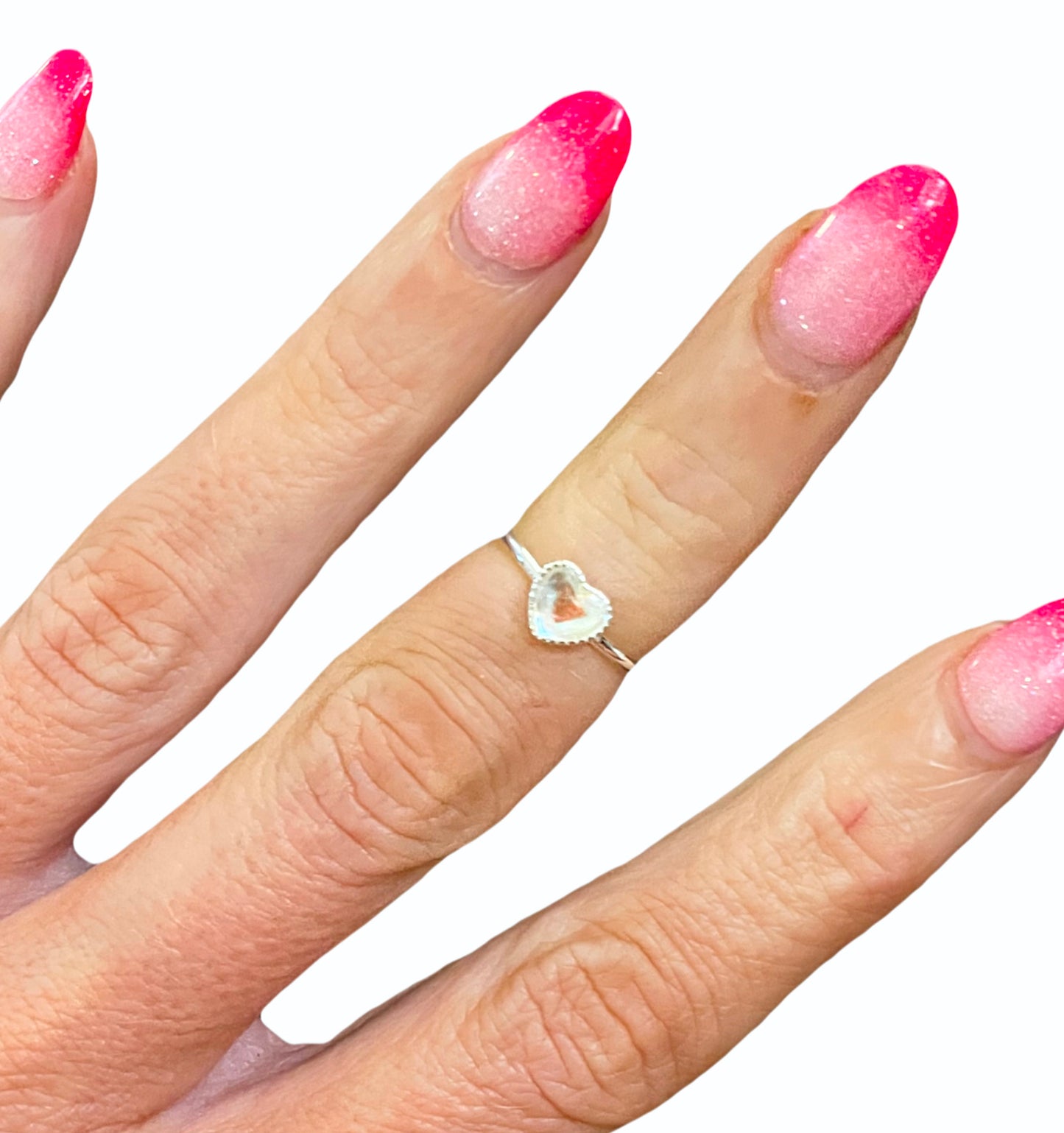 Luminite Heart Adjustable Ring - Solid Sterling Silver