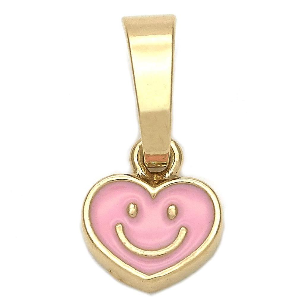 Enamel Smiley Pendant w/ 18 inch Chain - 18k Gold Filled