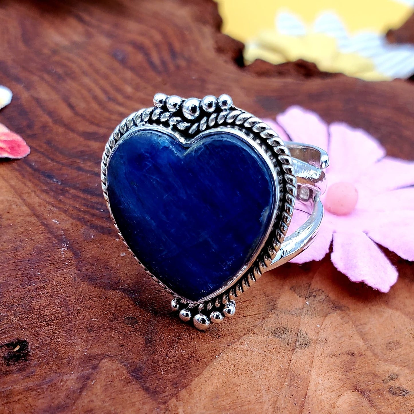 Kyanite Heart Ring -Solid Sterling Silver