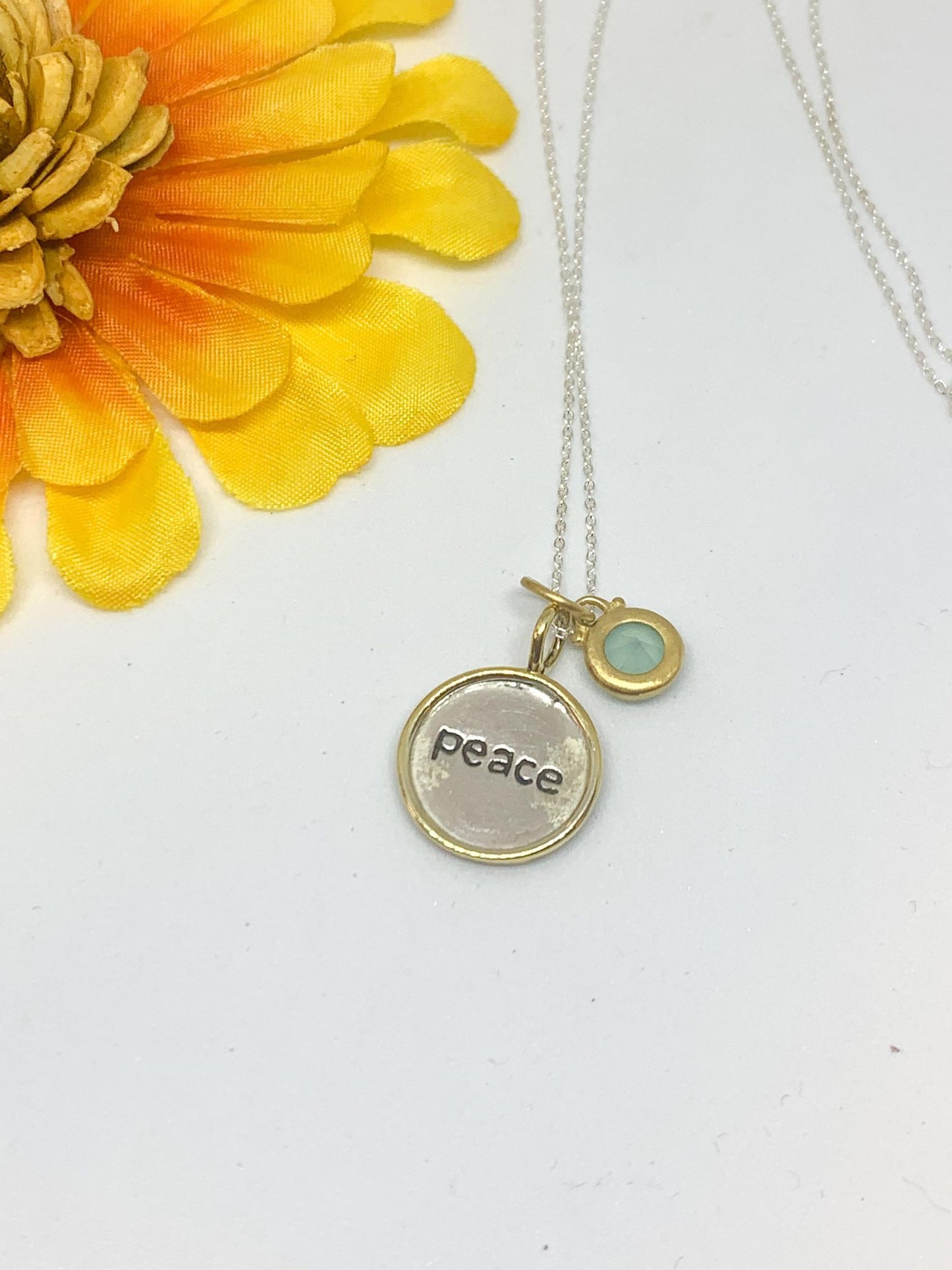 Peace Dainty Calcedony Necklace