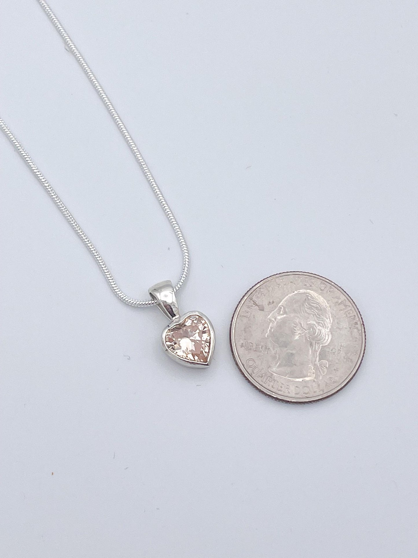 Heart Dainty CZ Pendant - Solid Sterling Silver