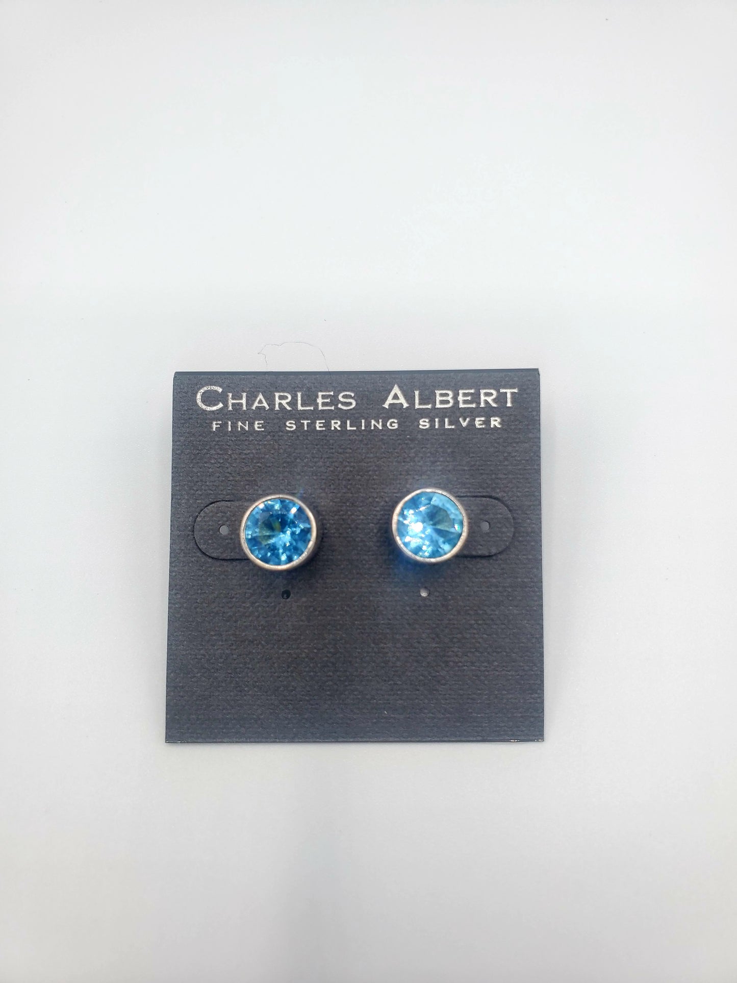 Blue Topaz Post Earrings-Solid Sterling Silver