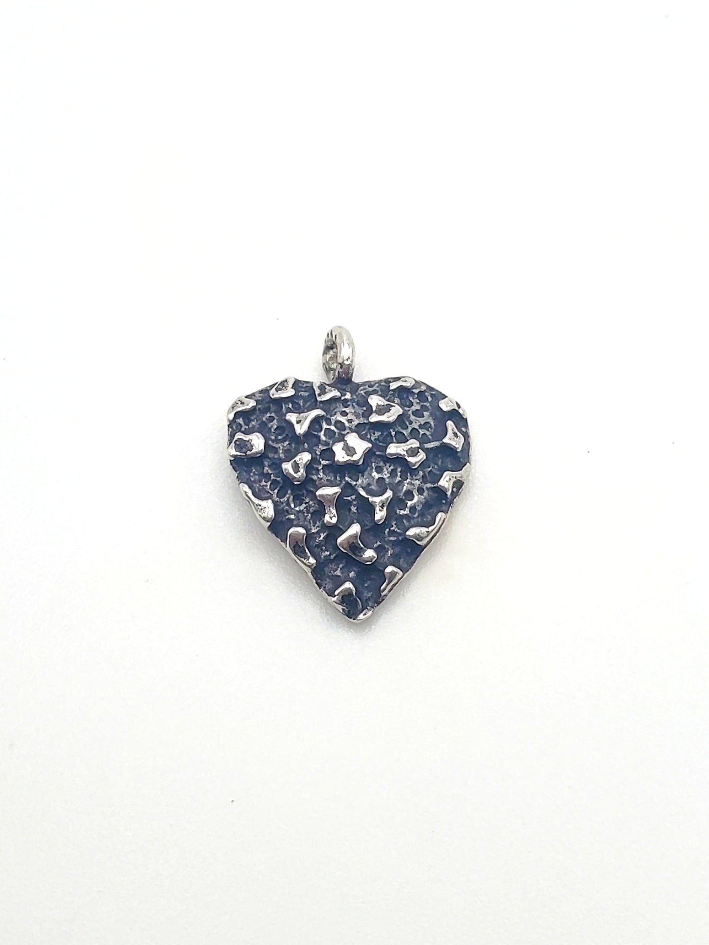 Dainty Oxidized Grunge Heart Pendant - Solid Sterling Silver