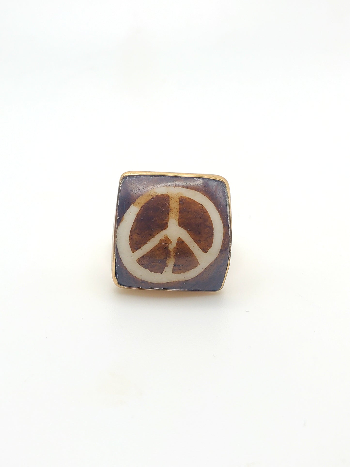 Square Peace Sign Adjustable Ring - Alchemia