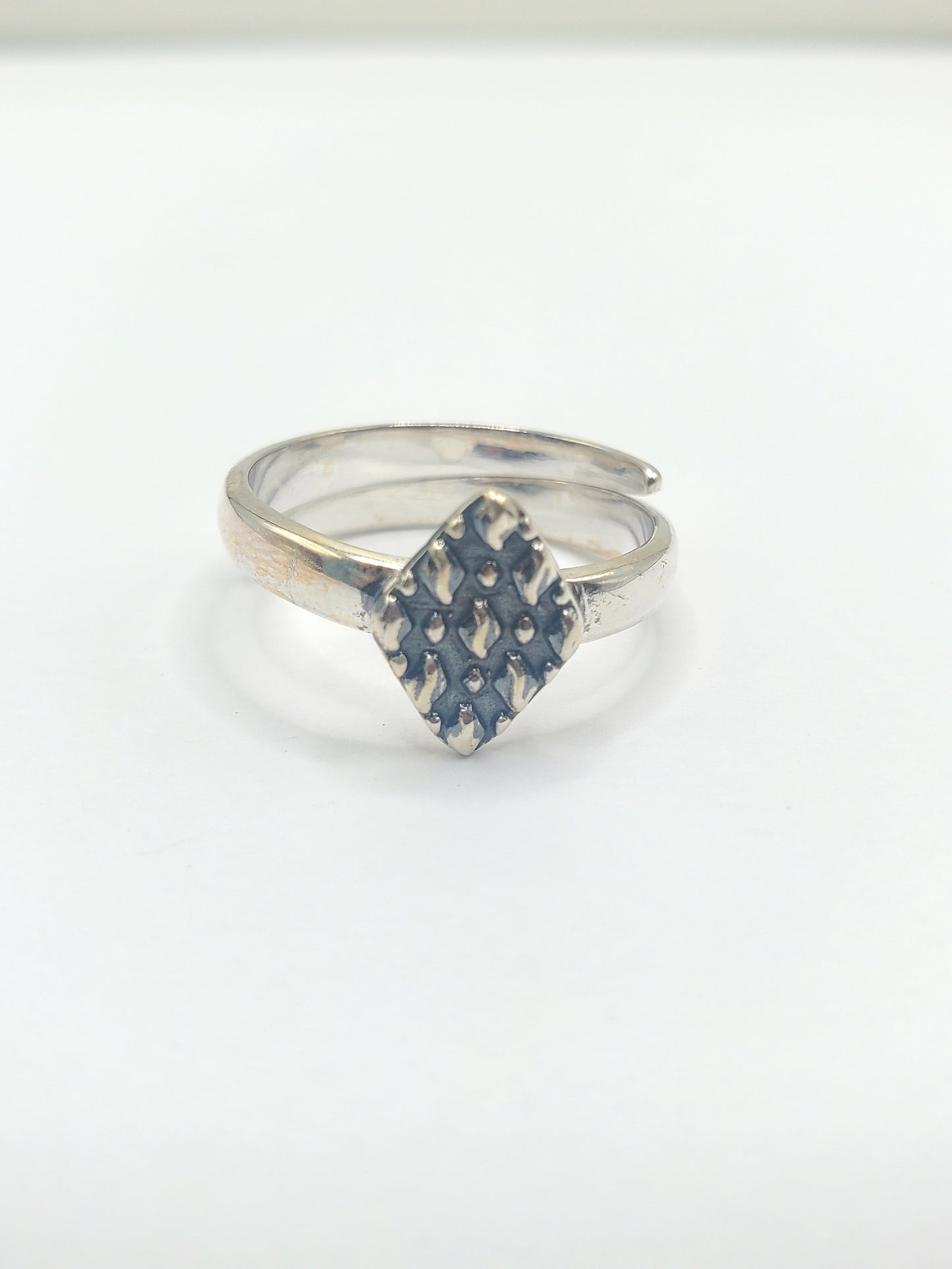 Textured Dainty Diamond Aztec Ring - Solid Sterling Silver