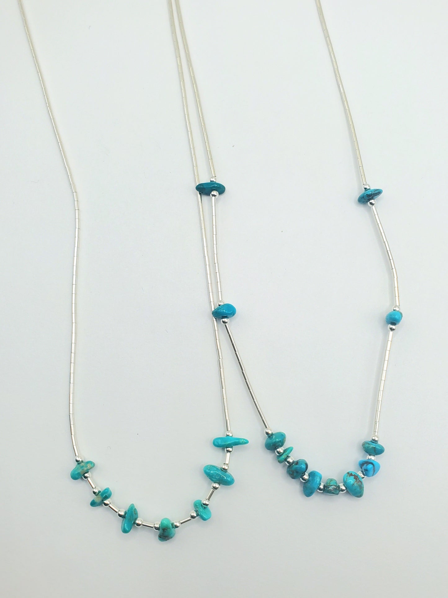 Turquoise Beaded Liquid Silver Necklace