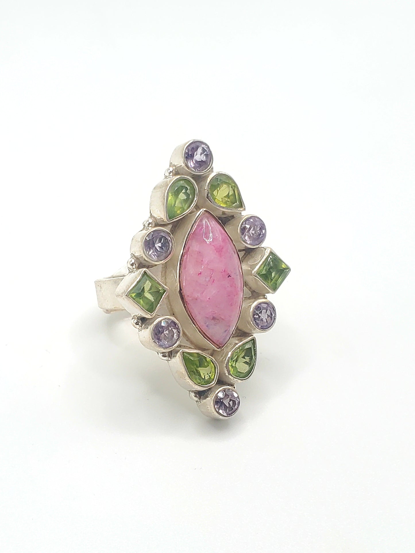 Diamond Shape Multi Stone Rings-Solid Startling Silver