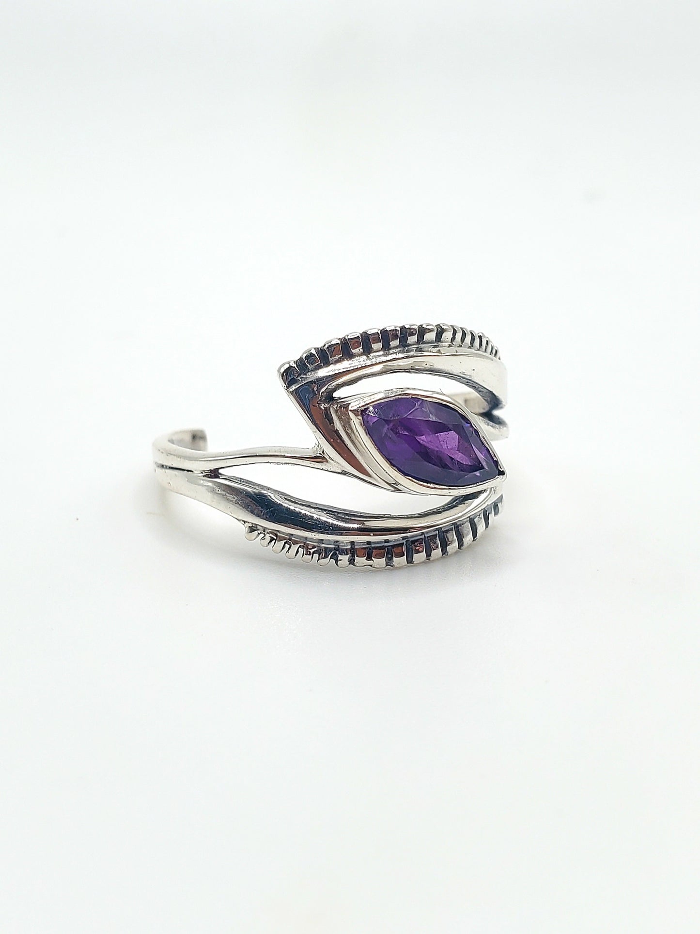Sterling Silver Amethyst Adjustable Ring