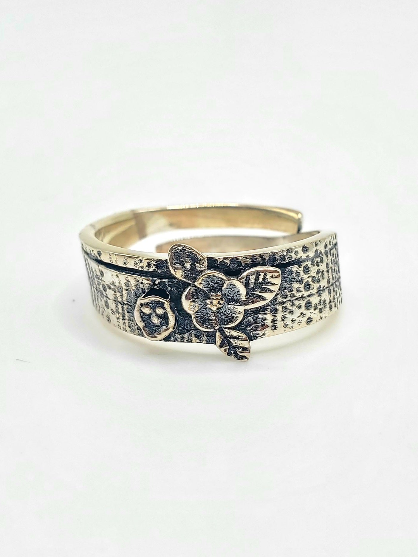 Flower Band Adjustable Ring - Solid Sterling Silver