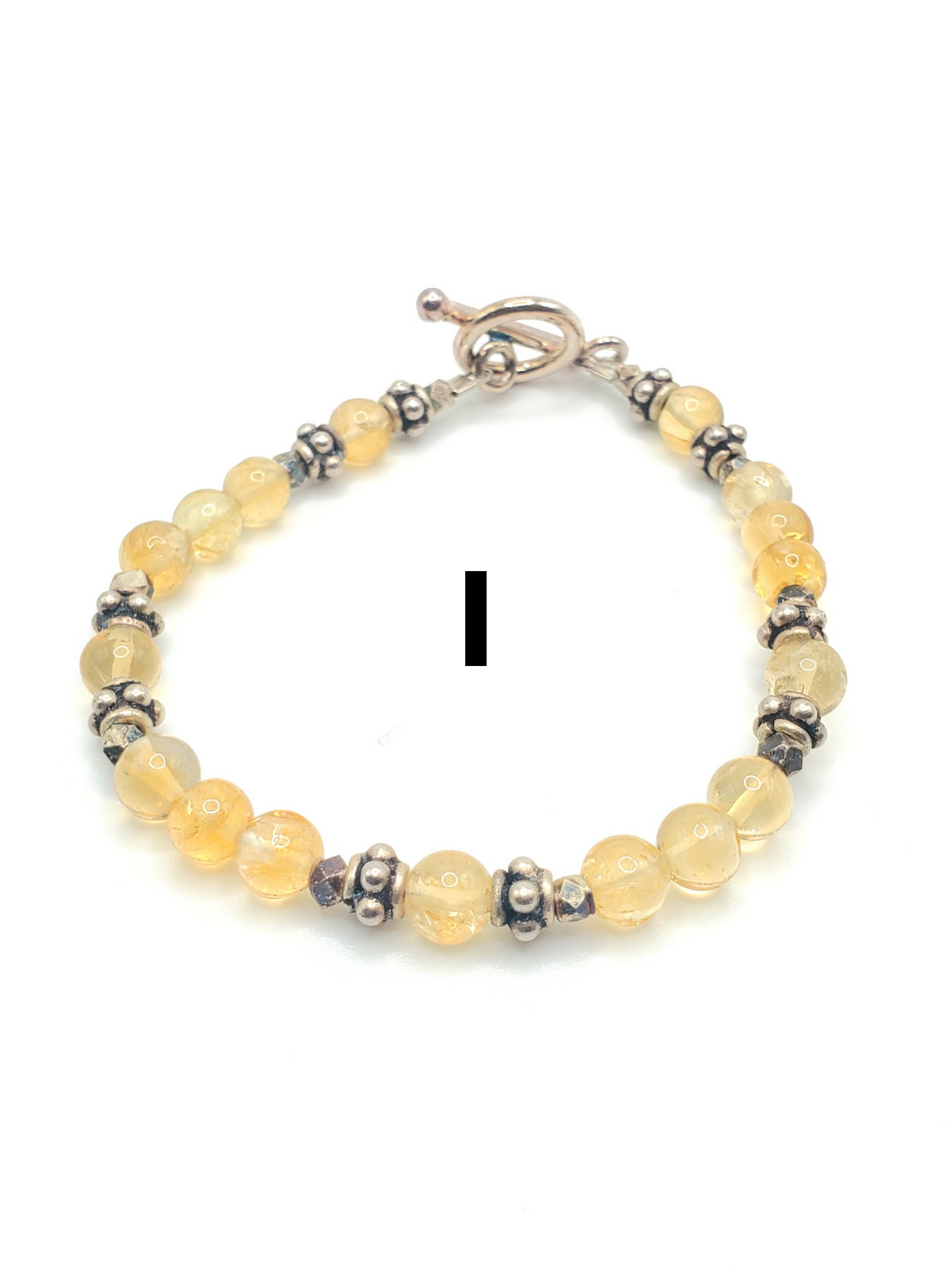 Natural Beaded Stone Bracelet - Solid Sterling Silver