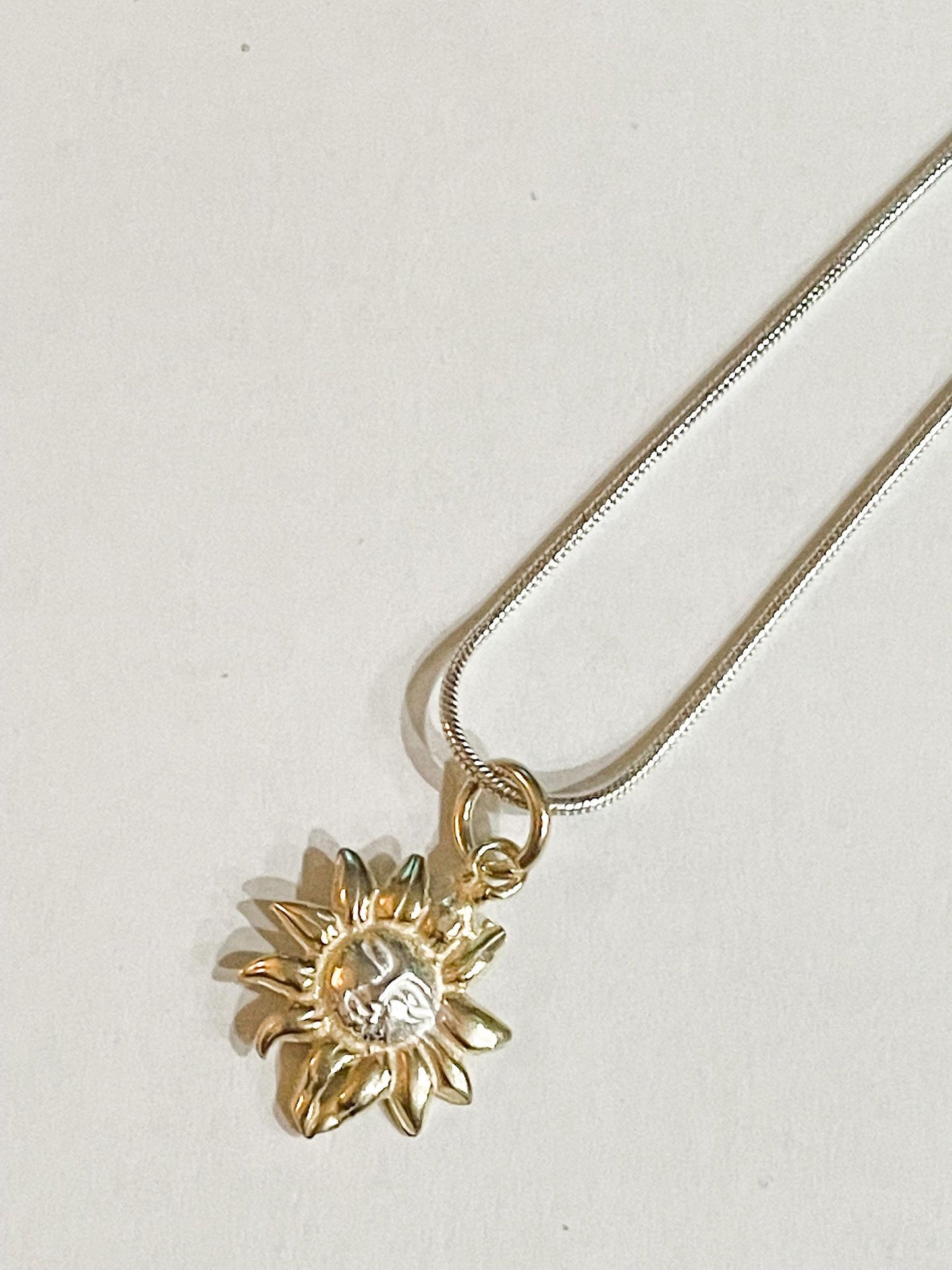 Charm Sun - Solid Sterling Silver/Gold