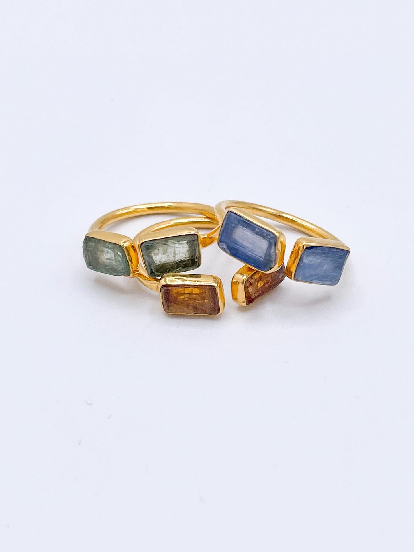 Green Kyanite Bypass Ring-Solid Sterling Silver Plus 18k Plate