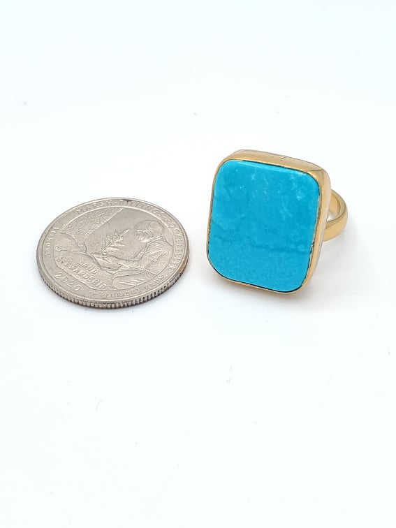 Blue Howlite Square Dainty Adjustable Ring-Alchemia
