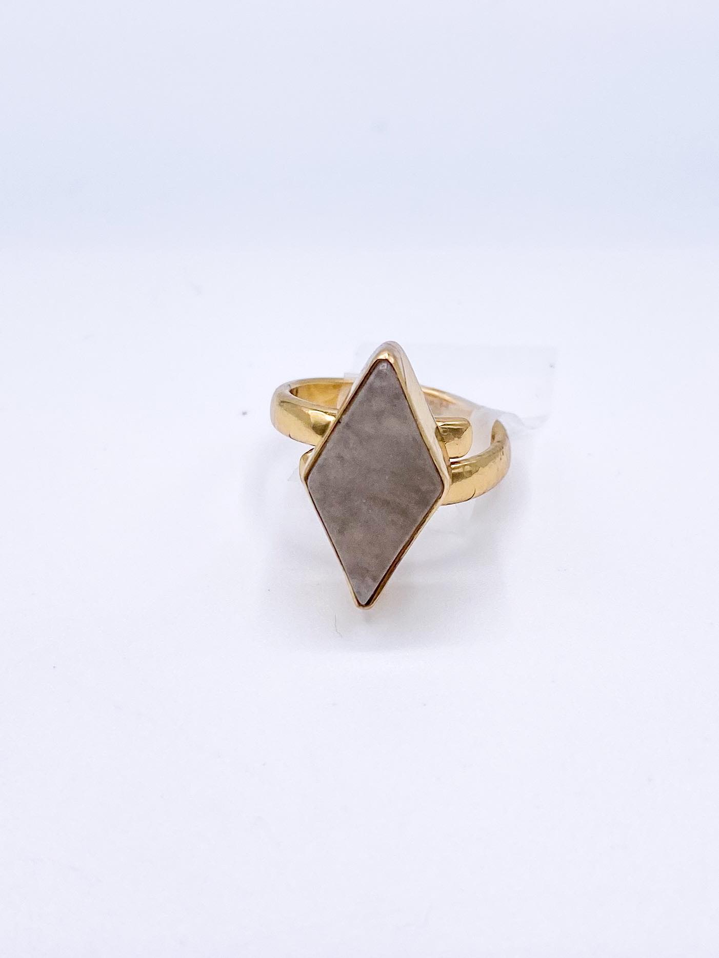 Peach Quartz Diamond Cut Adjustable Ring-Alchemia