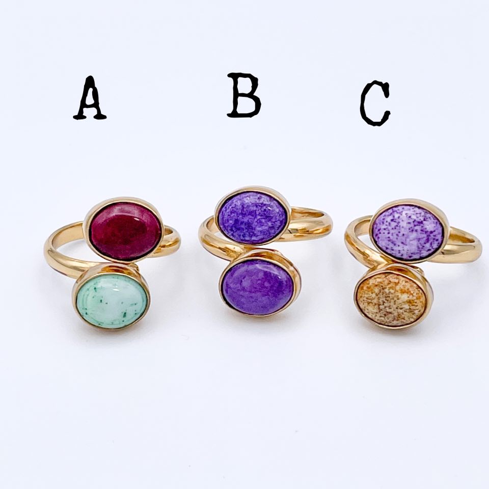 Charoite Bypass Adjustable Rings-Alchemia
