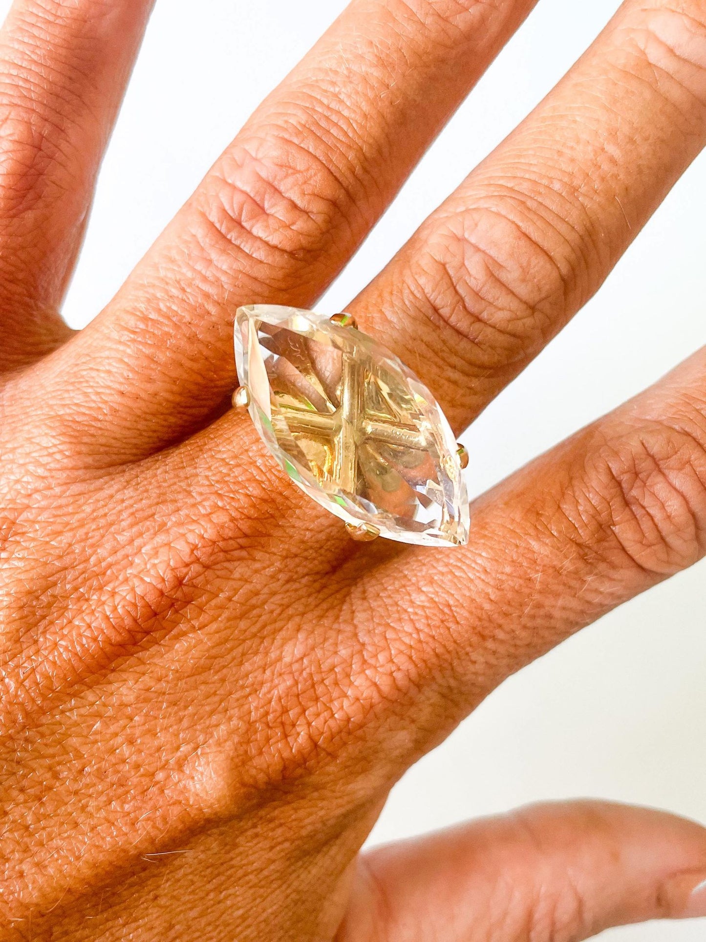 Clear Quartz Side Set Prong Ring-Alchemia