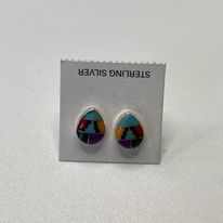 Mosaic Stud Post Earrings - Solid Sterling Silver