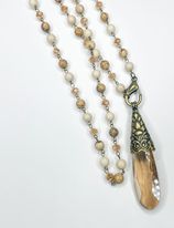 Long Crystal w/ Multi Stone Necklace - Dainty Grunge