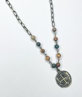 Paperclip Jasper Rosary Necklace - Dainty Grunge