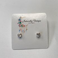 Sterling Silver CZ Heart Stud Post Earrings - Solid Sterling Silver