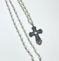 Long Pearl Necklace w/ Cross - Dainty Grunge