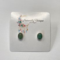 Jade Stud Post Earrings - Solid Sterling Silver