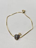 Crown Heart Bolo Bracelet- Solid Sterling Silver