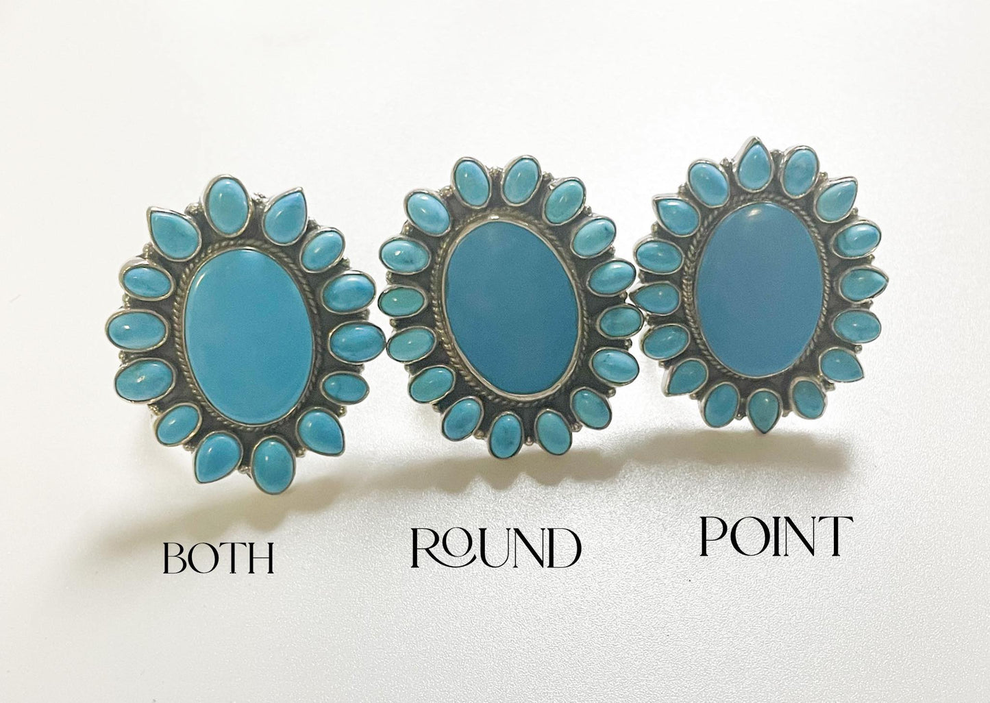 Turquoise Adjustable Flower Ring-Solid Sterling Silver