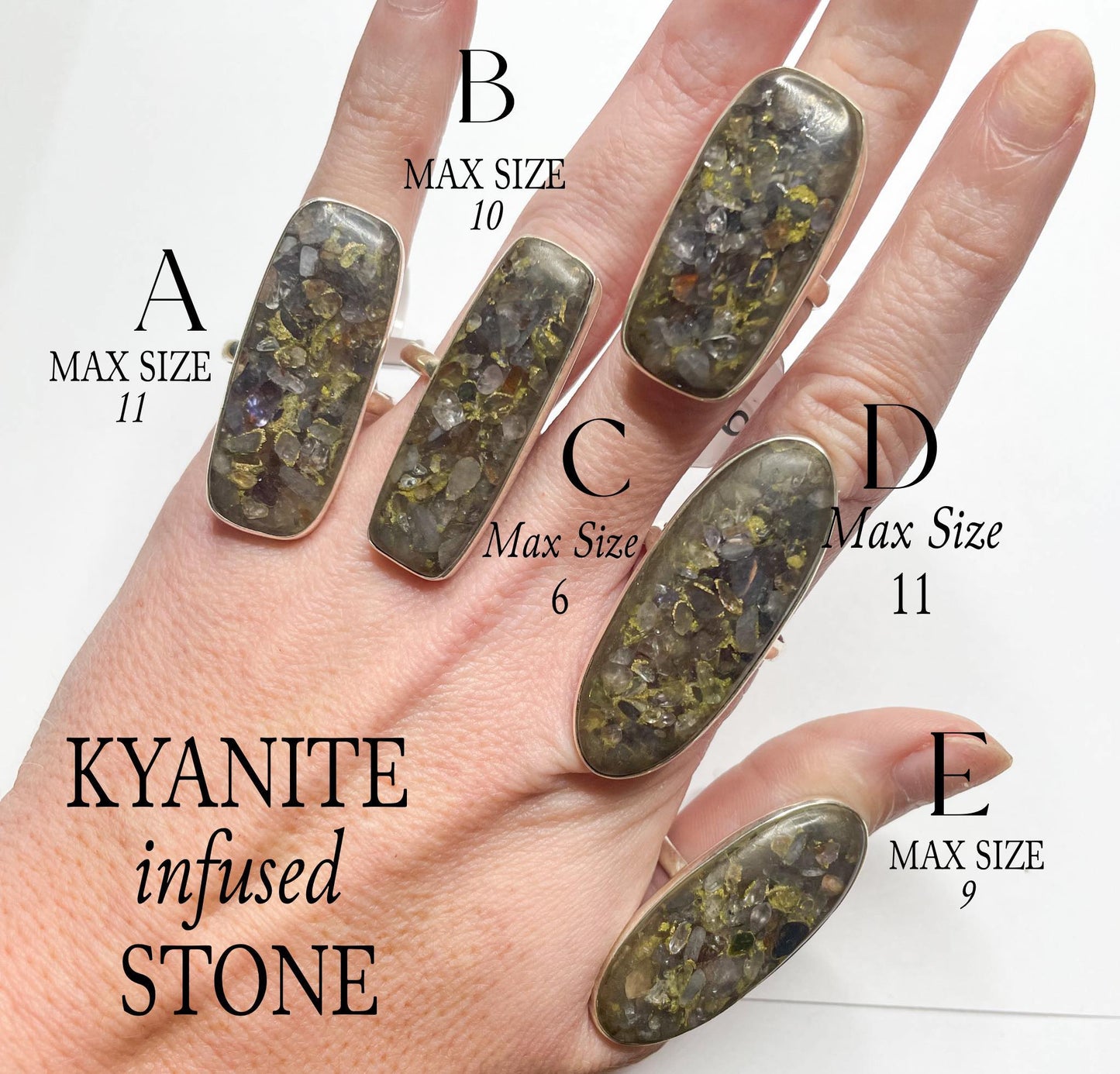 Kyanite Infused Sized Ring - Solid Sterling Silver