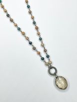 Jasper & Crystal Oval Necklace - Dainty Grunge
