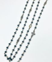 Long Black Bead w/ CZ Cross - Dainty Grunge