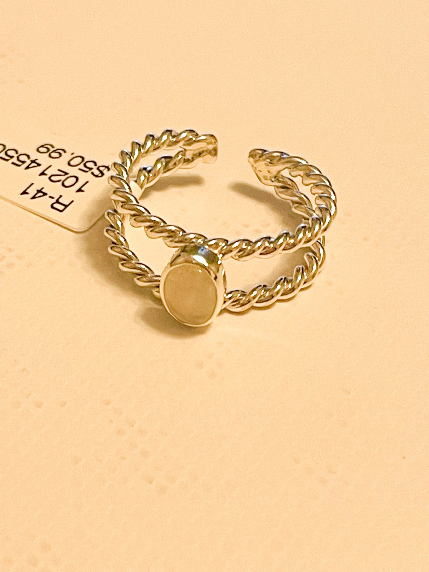 Dainty Moonstone Twist Ring
