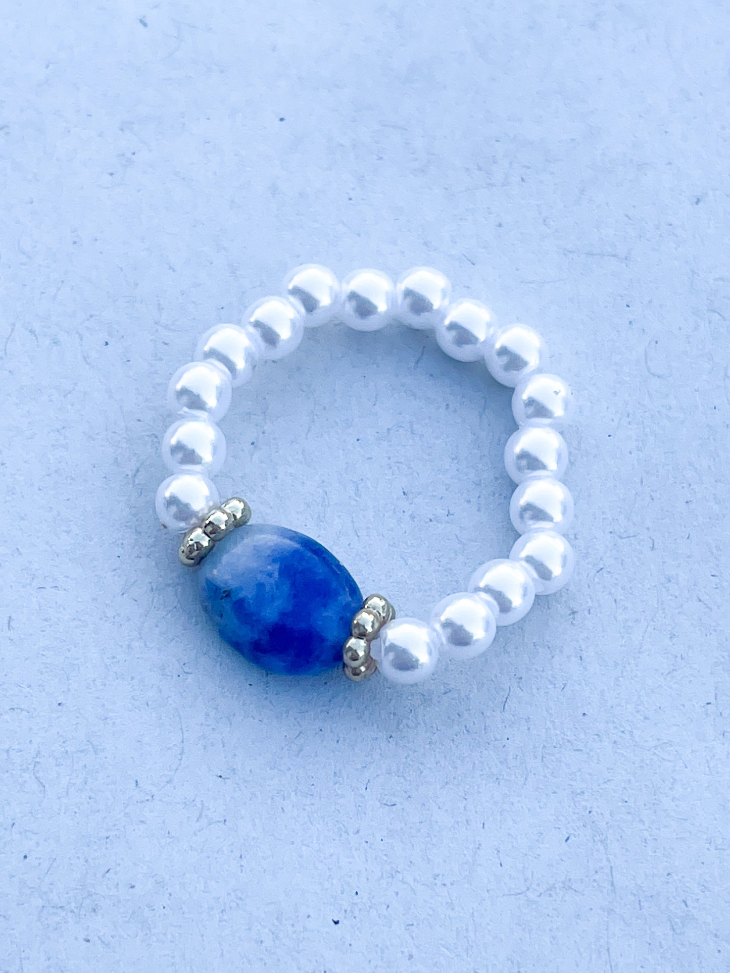 Fresh Pearl and Sodalite Stretch Ring
