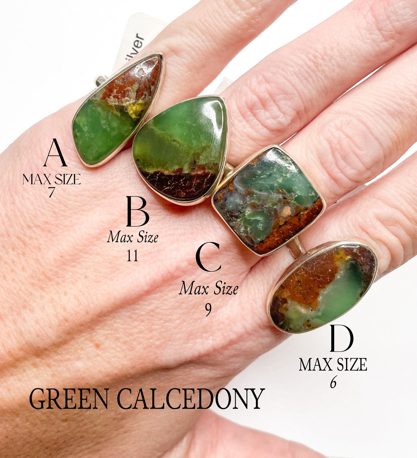 Green Chalcedony Ring Mix-Solid Sterling Silver