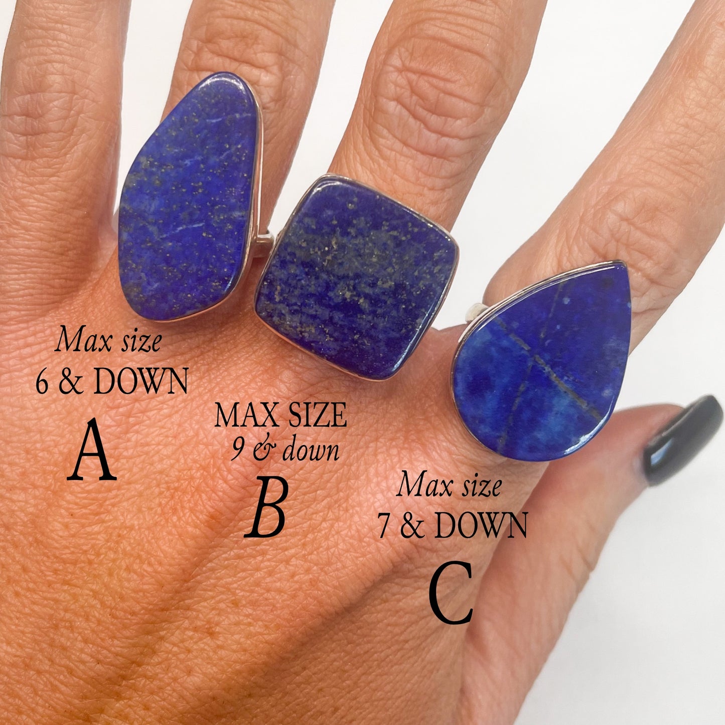 Lapis Lazuli Freeform Sized Ring - Solid Sterling Silver