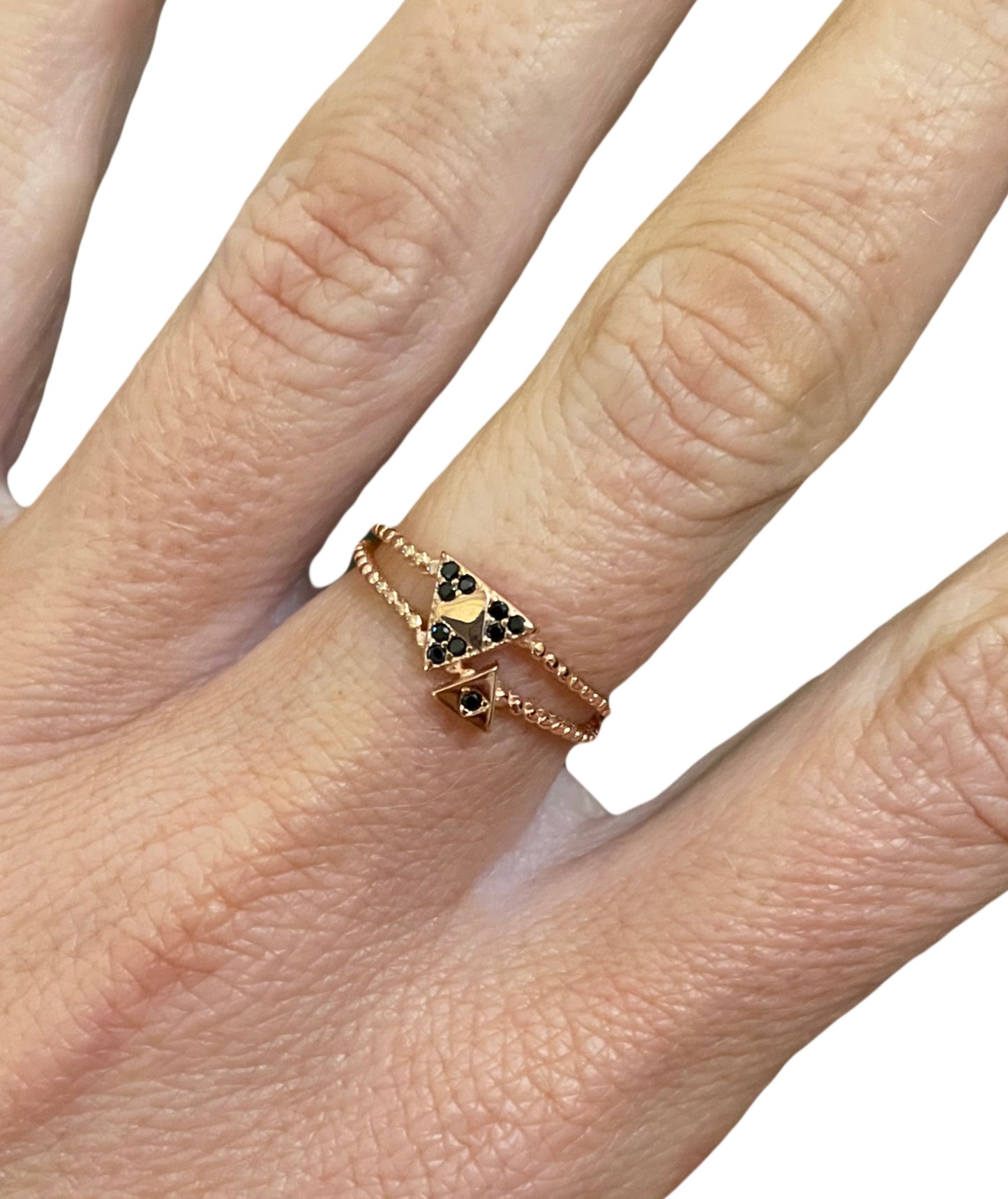 Geometric Rose Gold Adjustable Ring – Solid Sterling Silver