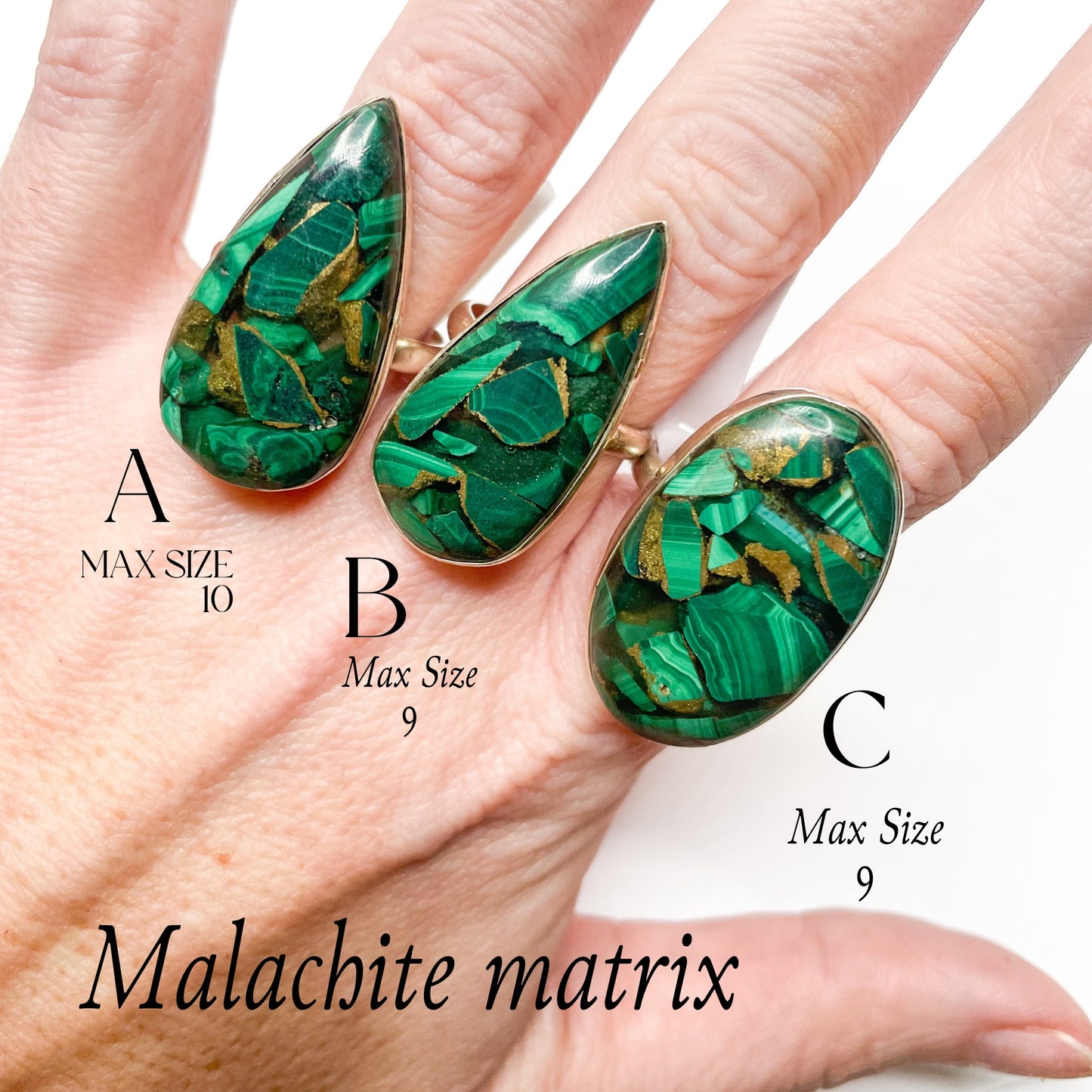 Malachite matrix Ring Mix-Solid Sterling Silver