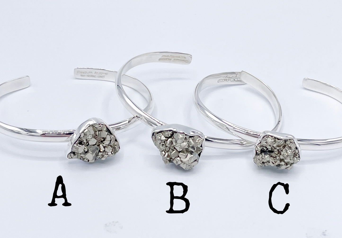 Pyrite Mini Cuff - Solid Sterling Silver