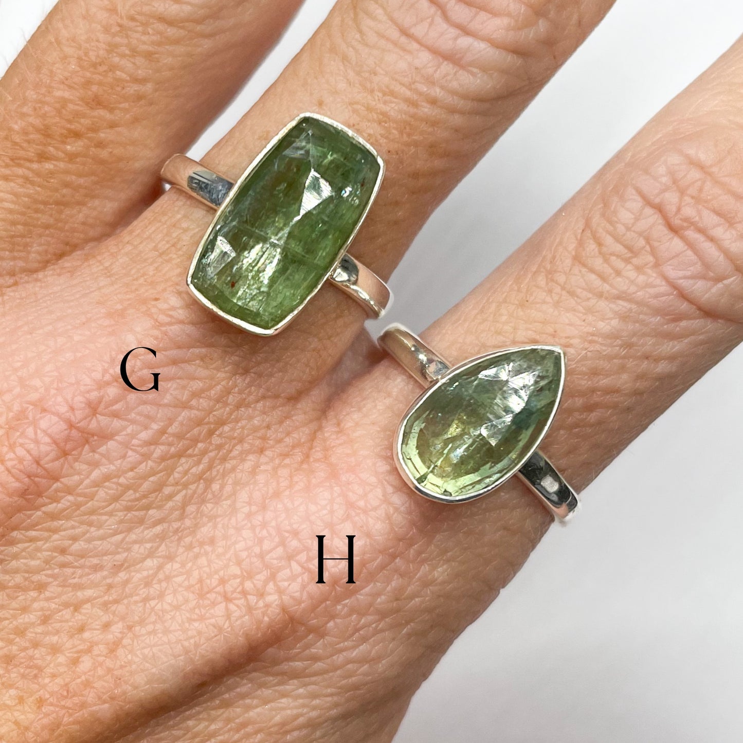 Green Faceted Kyanite Ring Mix-Solid Sterling Silver