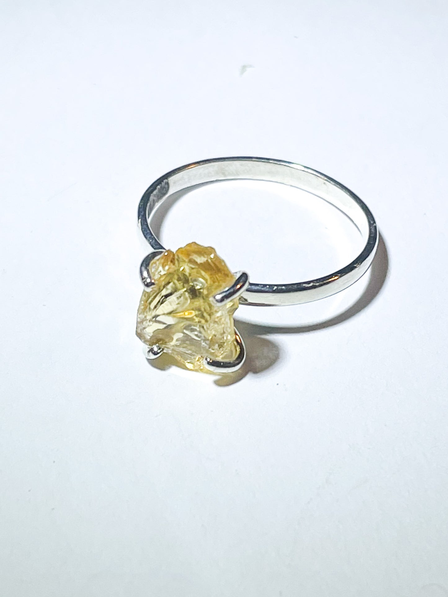 Raw citrine Prong Ring - Solid Sterling Silver