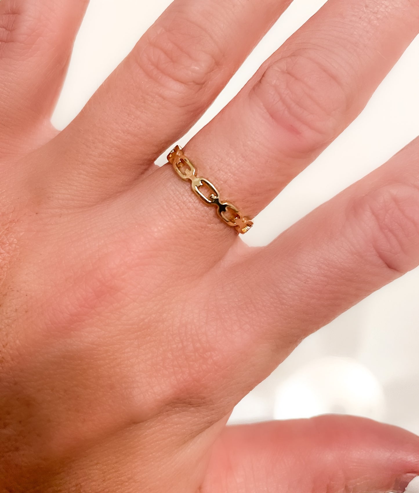 Chain Link Adjustable Ring - 18k gold Filled