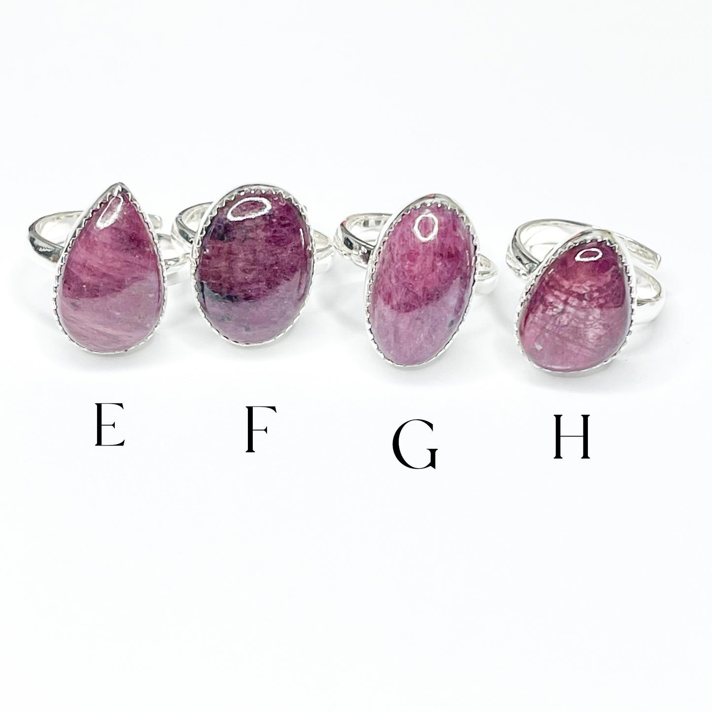 Ruby Adjustable Ring - Solid Sterling Silver