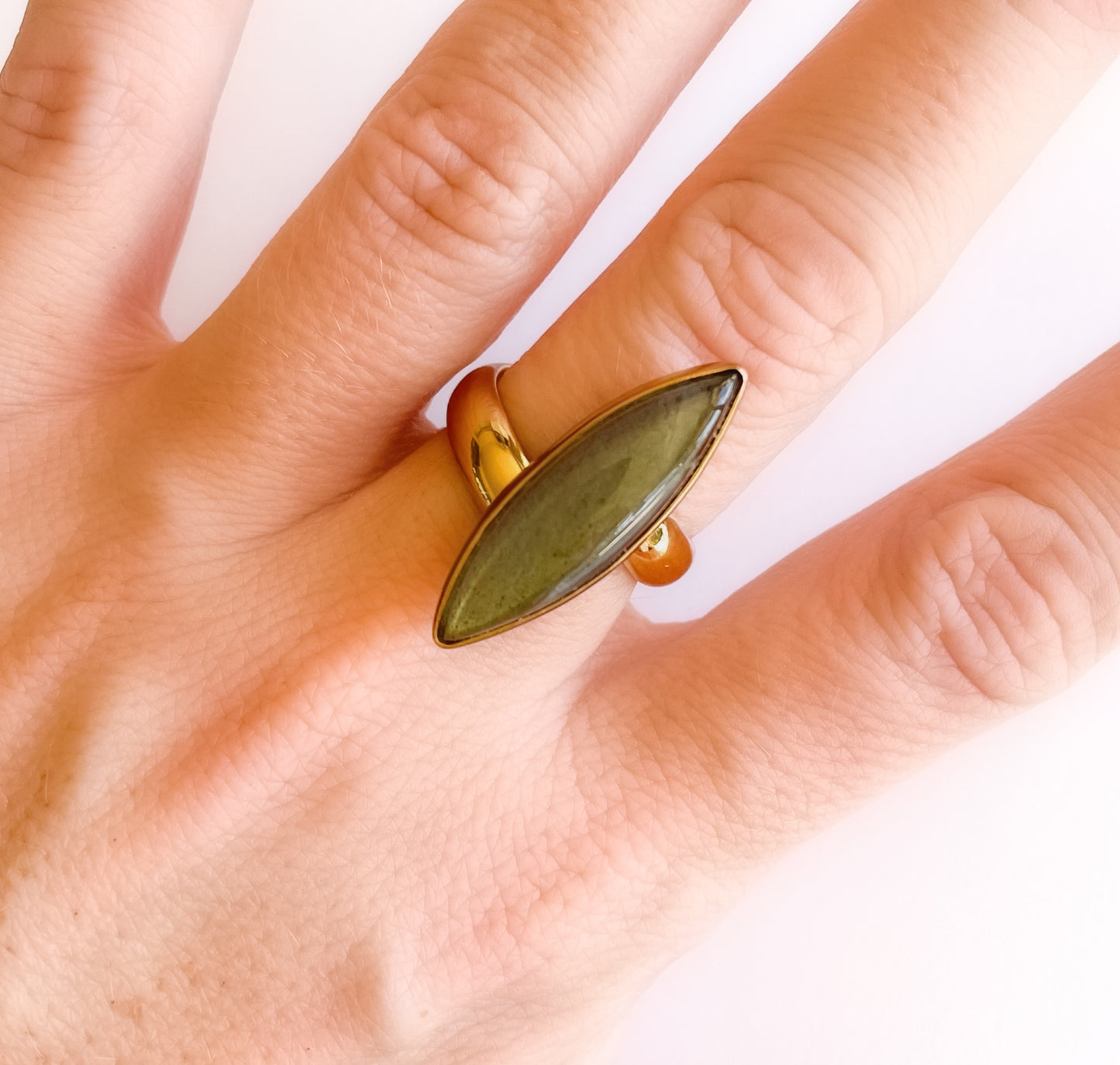 Labradorite Marquise Adjustable Ring - Alchemia