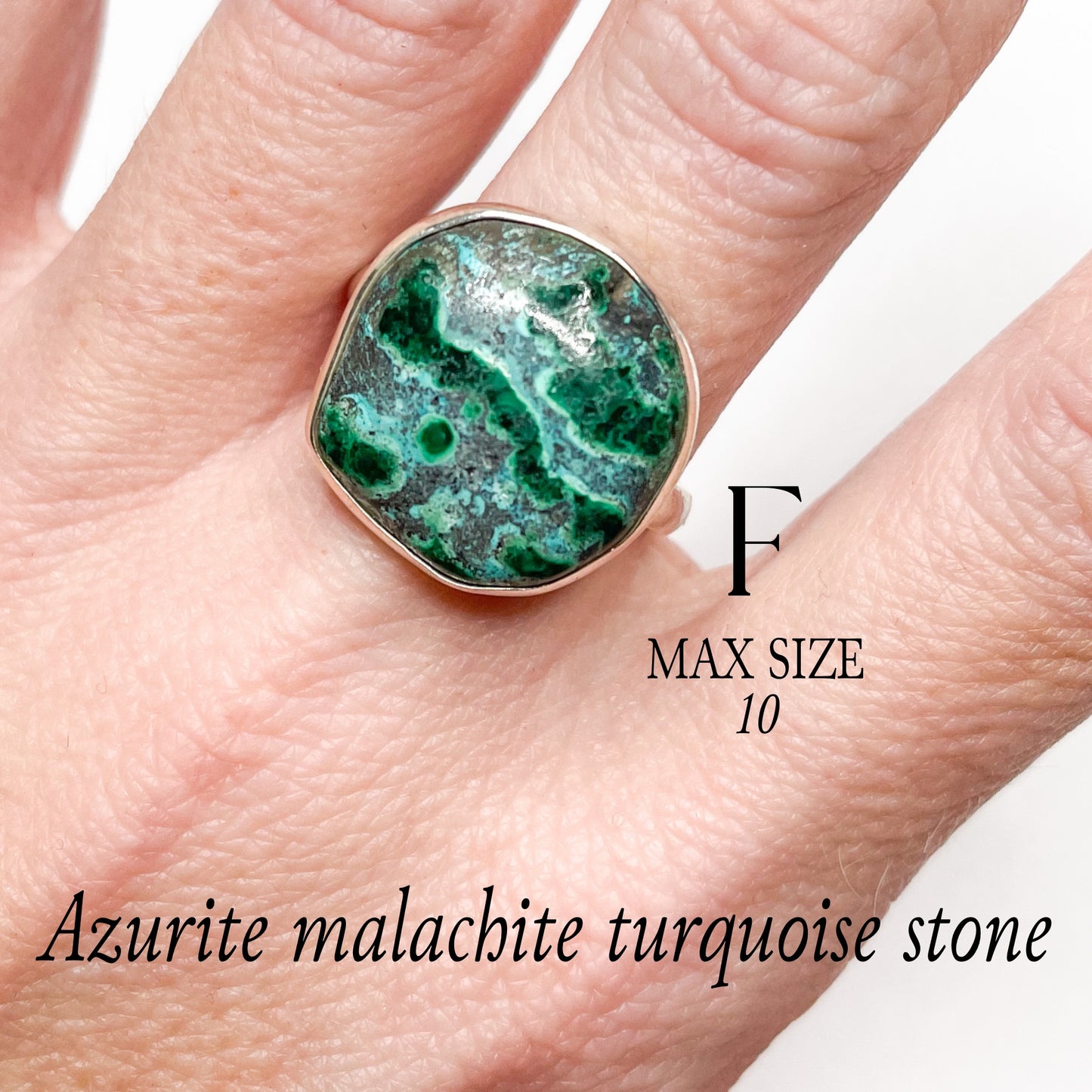 Malachite Azurite Turquoise Sized Ring-Solid Sterling Silver