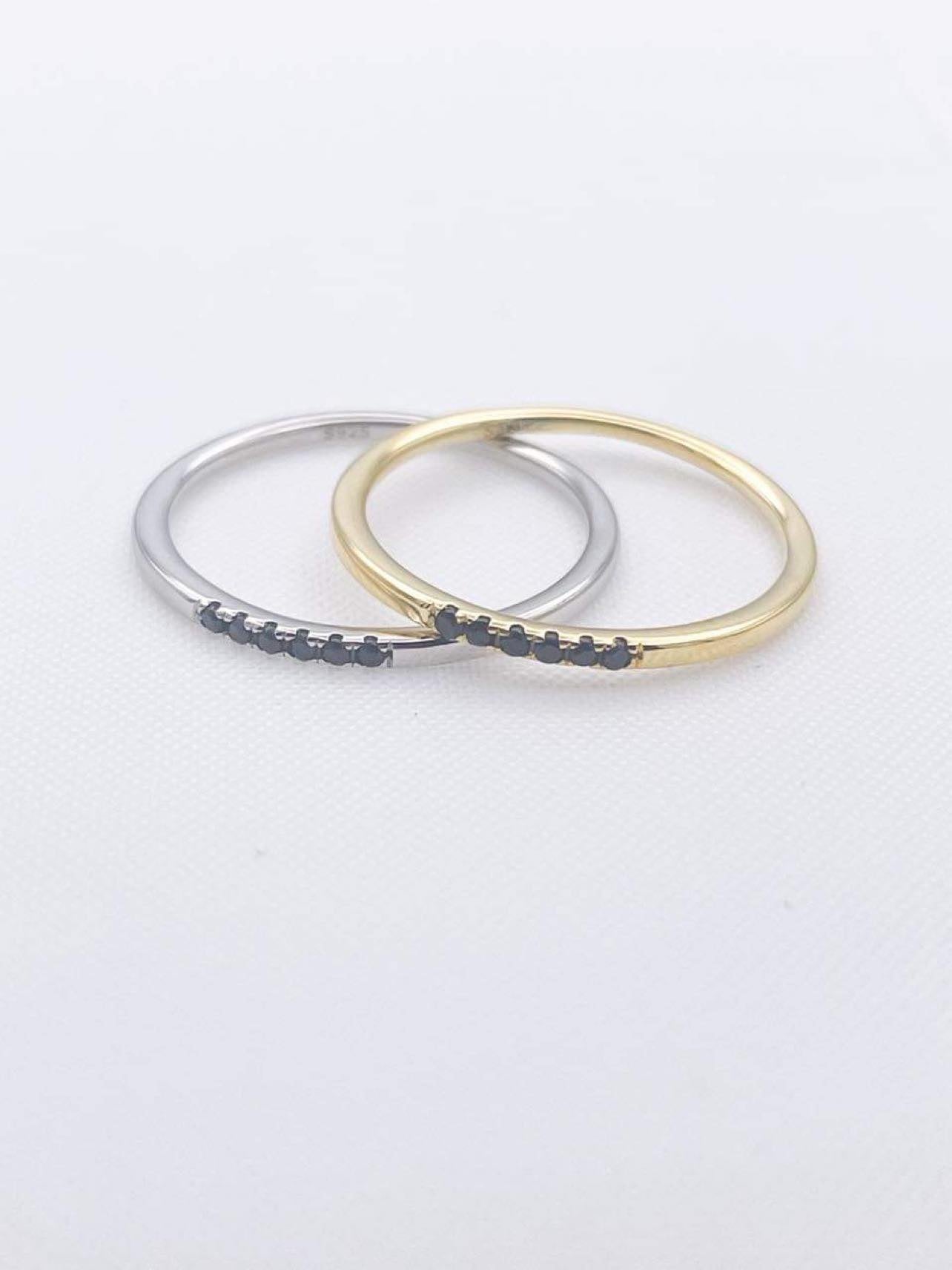 Dainty Black Detail Sized Ring - SSS
