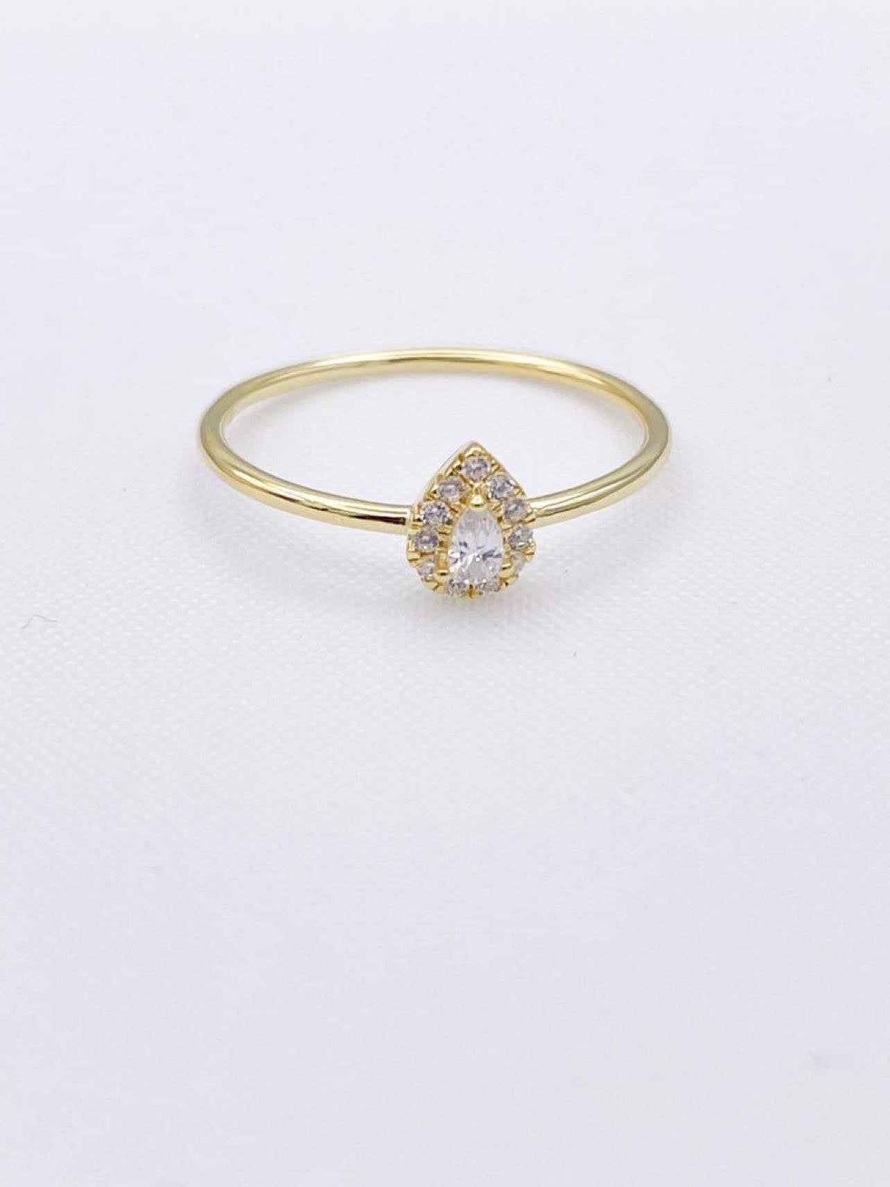 Dainty CZ Teardrop Sized Ring - Vermeil