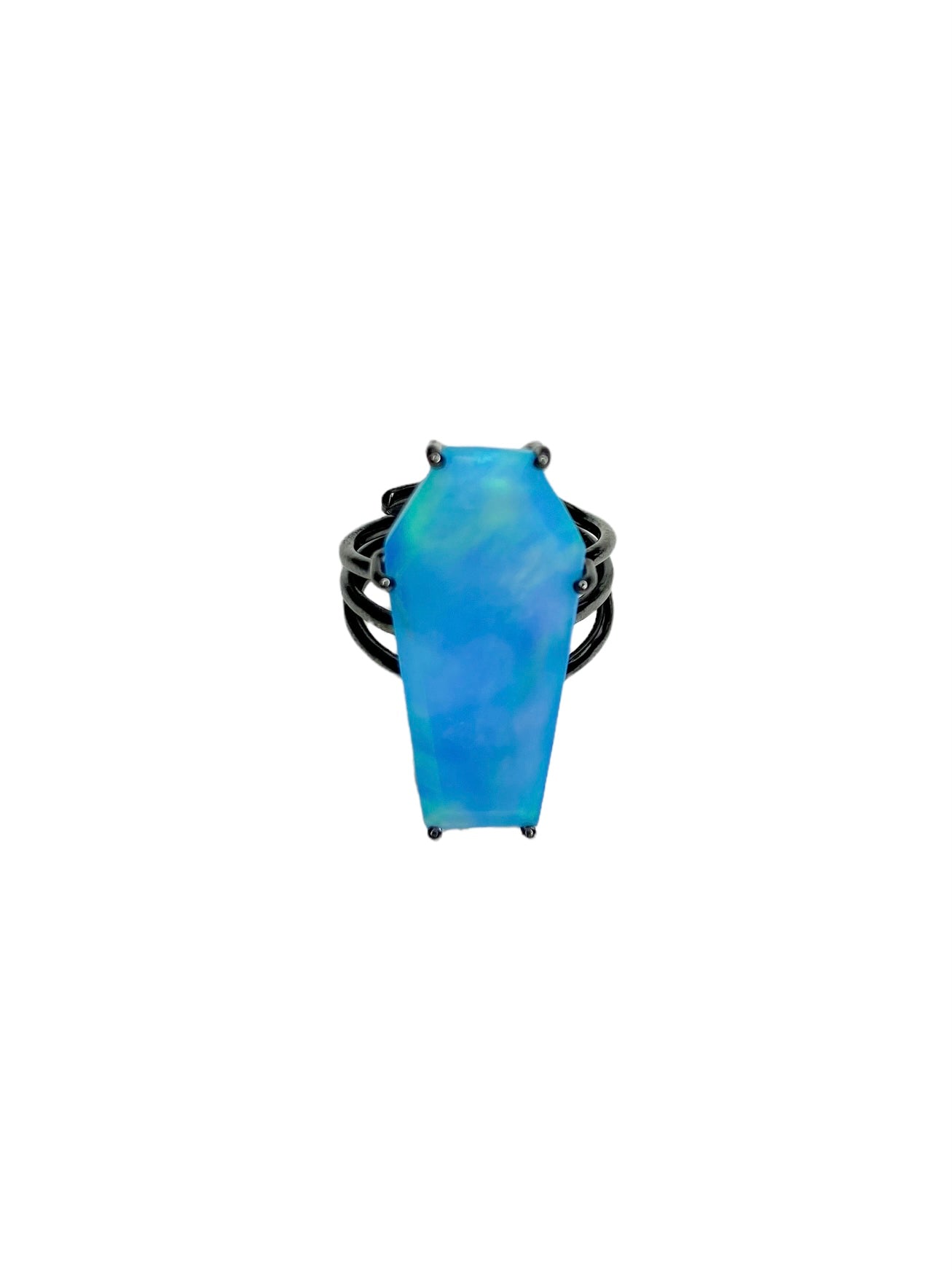 Galaxy Coffin Shape W Prong Rings-Solid Sterling Silver