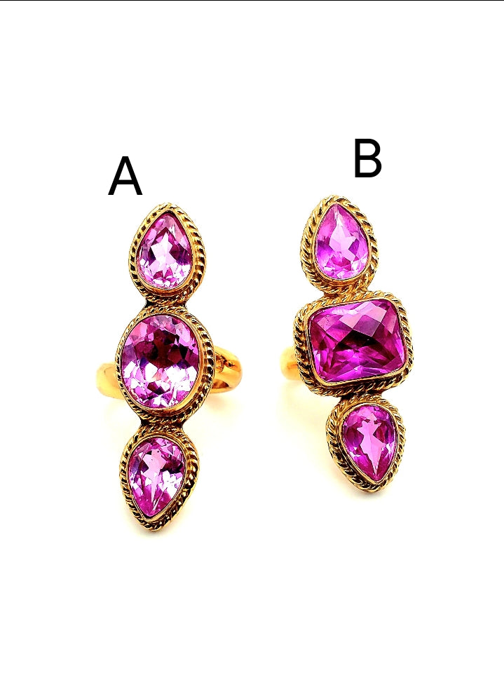 Pink Sapphire 3-stone Adjustable Ring Crawler - Alchemia
