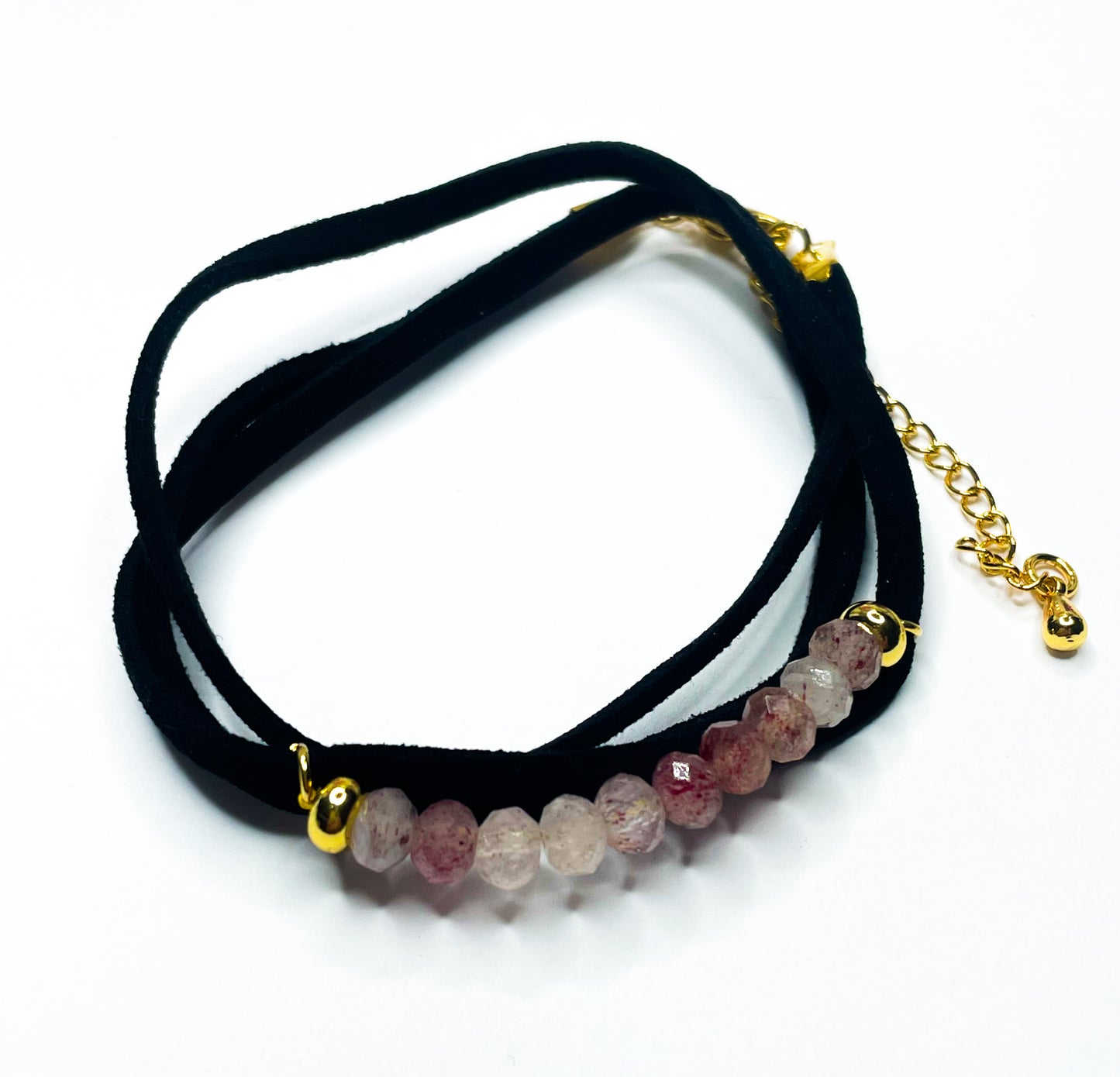 Strawberry Quartz Leather Wrap - 103